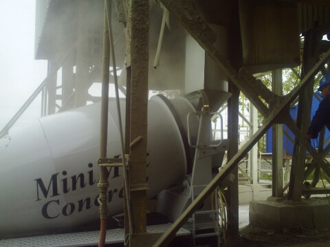 loading 2 yard cement mixer